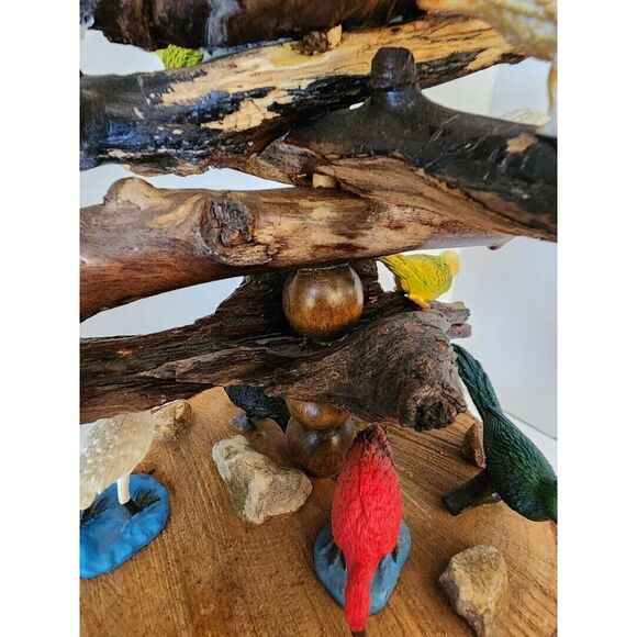 Birds Owls on Driftwood on wood base 10" High-One of a Kind! - Picture 6 of 8